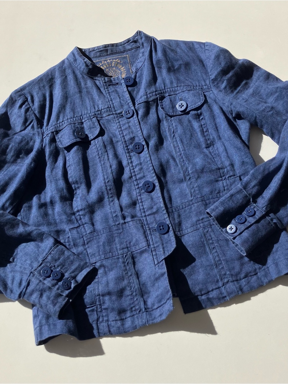 Women’s navy linen jacket tailored coldwster creek